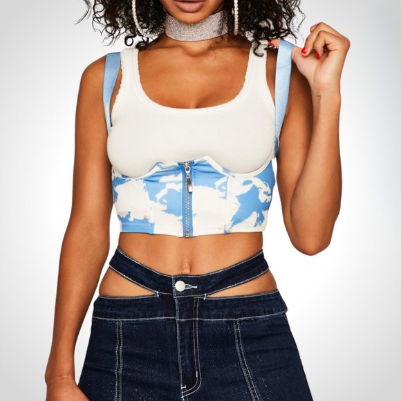 Dolls Kill Cloud Print Underbust Corset size M - Picture 1 of 4